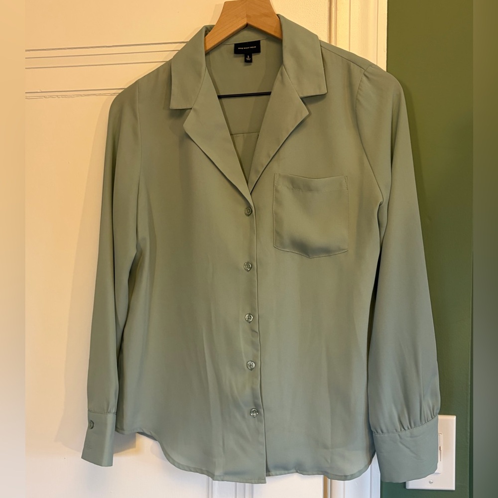 Who What Wear Blouse Sage Green Sz Small